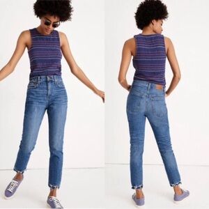 {Madewell} "The High-Rise Slim Crop BoyJean in Melbourne Wash" Chewed Hem Denim